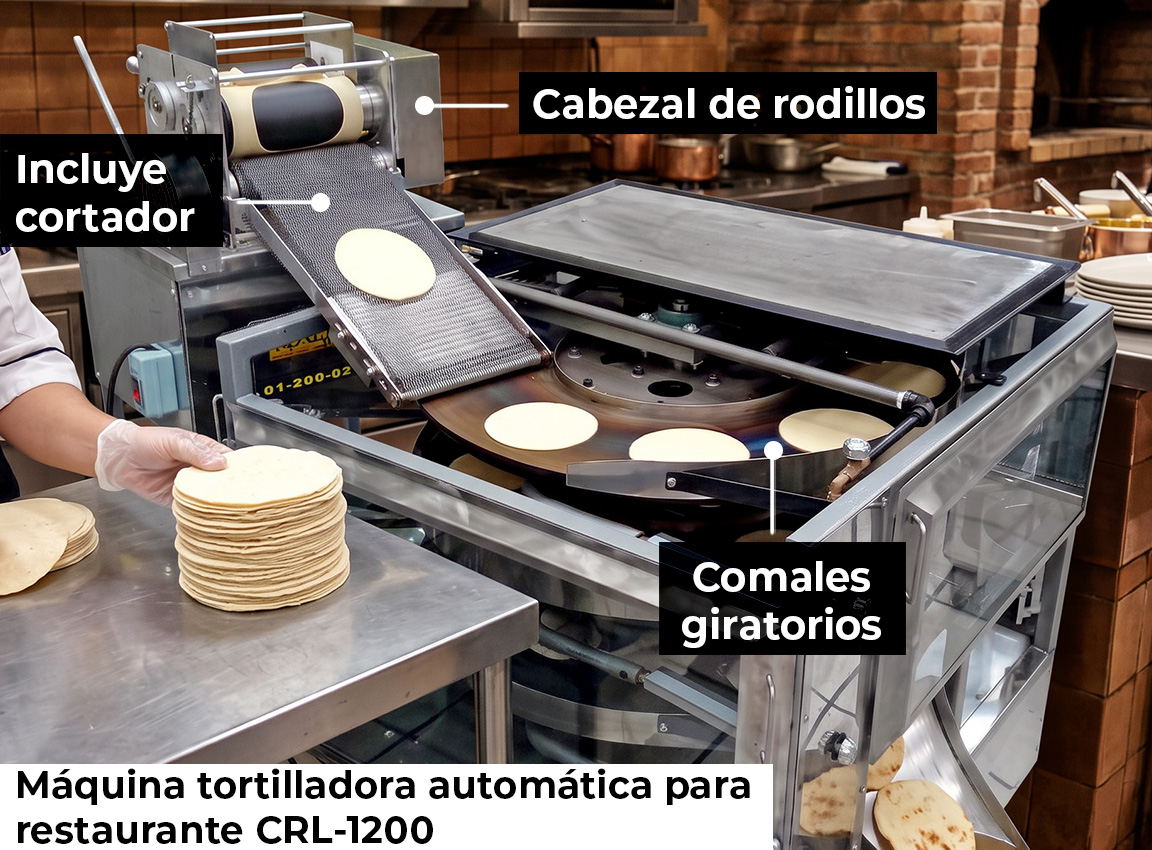 Máquina tortilladora automática para restaurante CRL-1200