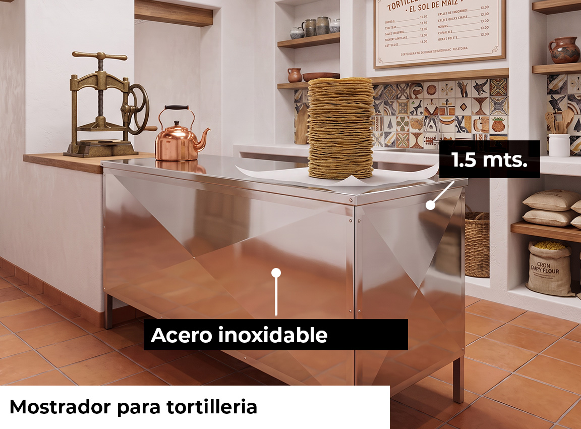 Mostrador de acero inoxidable